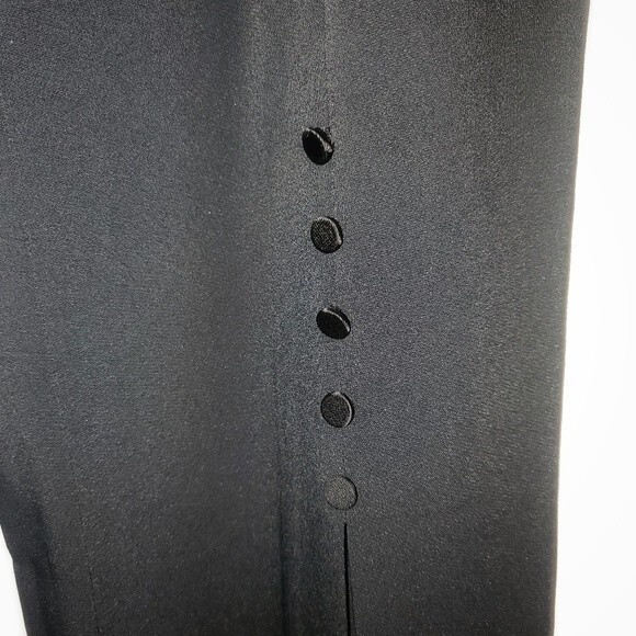 JONATHAN SIMKHAI Black Satin Combo Front Slit Pants with Button Detail sz 2 - Picture 4 of 11